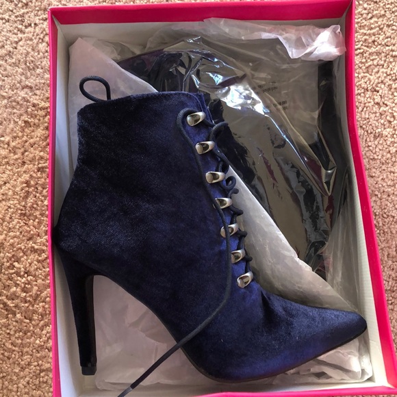 Shoe Dazzle Shoes - Brand new* Blue Velvet Stiletto Ankle Boot